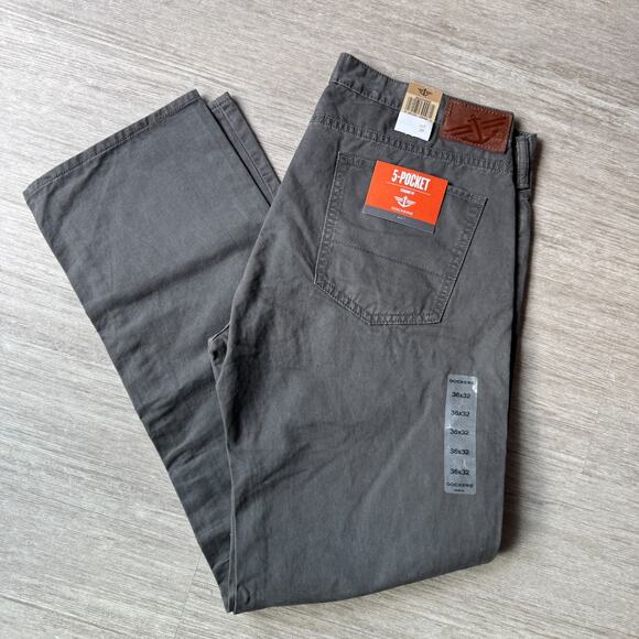 Dockers Pants NWT 5 Pocket Twill Chino Gray Mens Pants Straigh Fit 36x32 - Picture 1 of 8